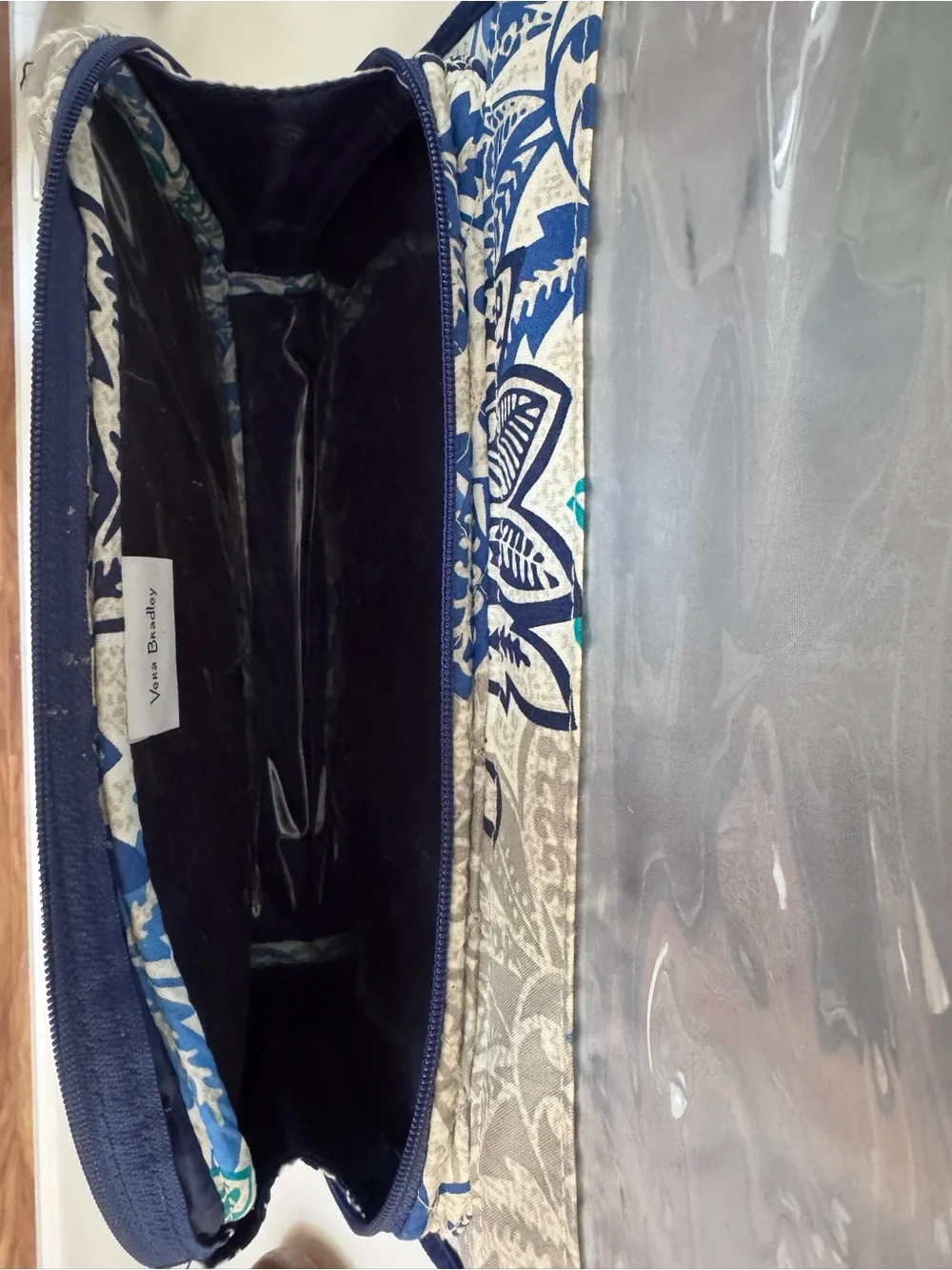 Vera Bradley Hanging Travel Organizer Quilted Toiletry Bag Blue Green Floral